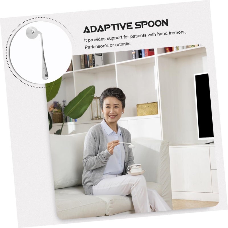 Adaptive Stainless Steel Spoon Elderly Self Feeding Non Slip Portable 17cm - Image 3