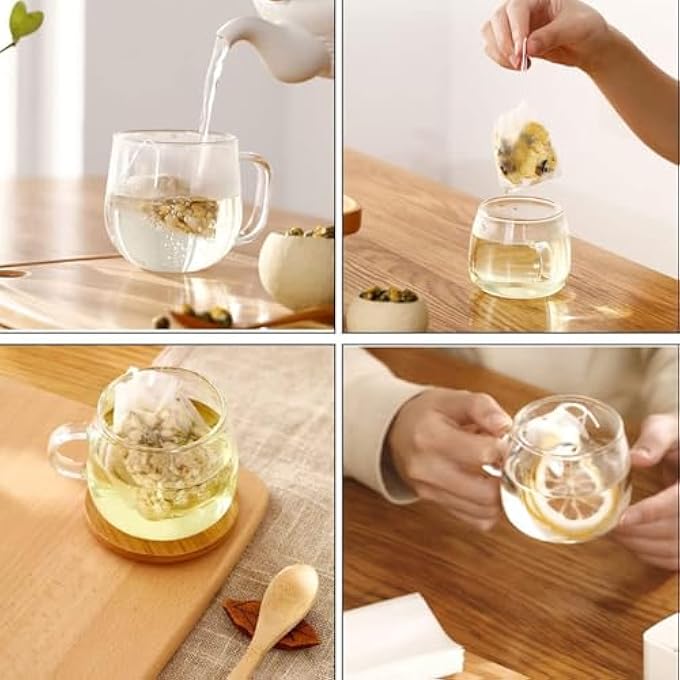 Bukela Disposable Drawstring Tea Filter Bags Unbleached Paper Infuser Bags For Loose Leaf Tea Coffee Herbs And Spices 100 Pieces 319 X 394 Inch - Image 3