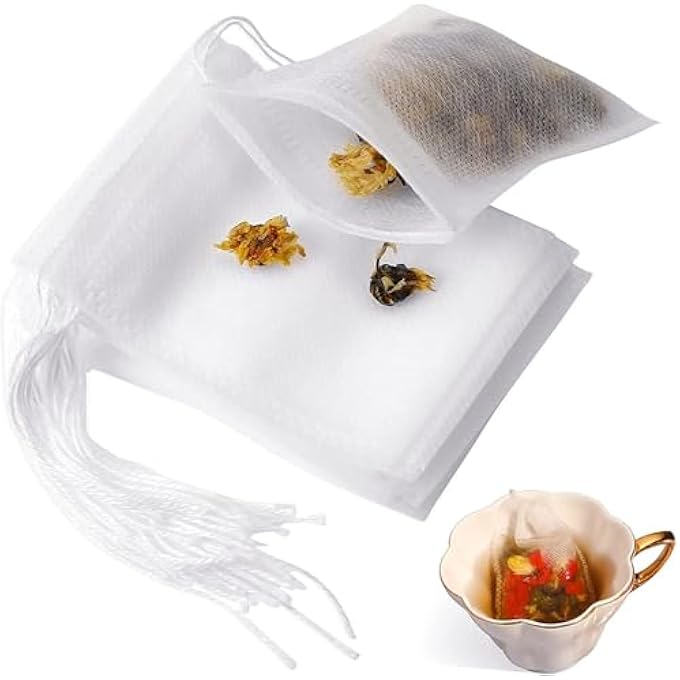Bukela Disposable Drawstring Tea Filter Bags Unbleached Paper Infuser Bags For Loose Leaf Tea Coffee Herbs And Spices 100 Pieces 319 X 394 Inch - Image 1