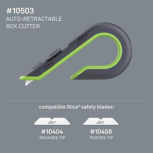 Slice Auto Retract Box Cutter Utility Knife, Gray, Green - Image 3