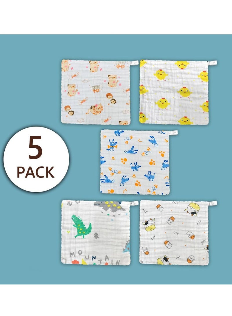 MARGOUN MARGOUN Baby Muslin Washcloths Soft Face Cloths for Newborn 30 * 30 cm, Absorbent Bath Face Towels,  Baby Wipes,  Burp Cloths or Face Towels (5 Pack) - Image 2