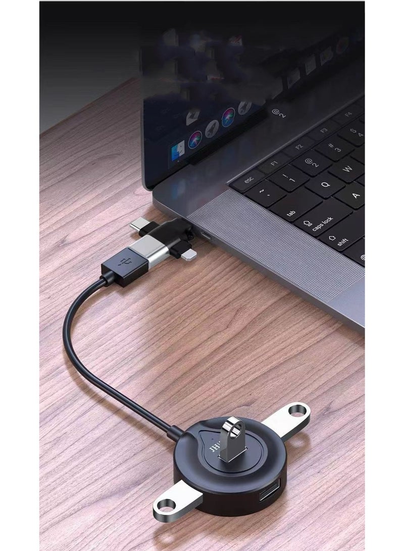 محول OTG 3 في 1، متوافق مع USB إلى Type-C، Micro USB، Lighting للهواتف التي تعمل بنظام Android/IOS، ومحركات الأقراص المحمولة، وأجهزة الكمبيوتر المحمولة، والأجهزة اللوحية