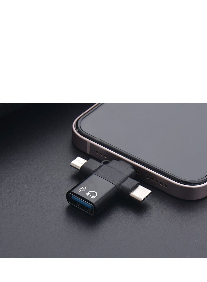 محول OTG 3 في 1، متوافق مع USB إلى Type-C، Micro USB، Lighting للهواتف التي تعمل بنظام Android/IOS، ومحركات الأقراص المحمولة، وأجهزة الكمبيوتر المحمولة، والأجهزة اللوحية