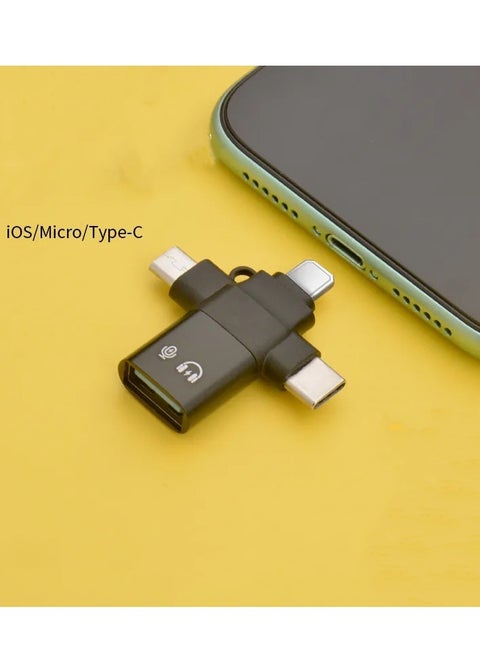 محول OTG 3 في 1، متوافق مع USB إلى Type-C، Micro USB، Lighting للهواتف التي تعمل بنظام Android/IOS، ومحركات الأقراص المحمولة، وأجهزة الكمبيوتر المحمولة، والأجهزة اللوحية