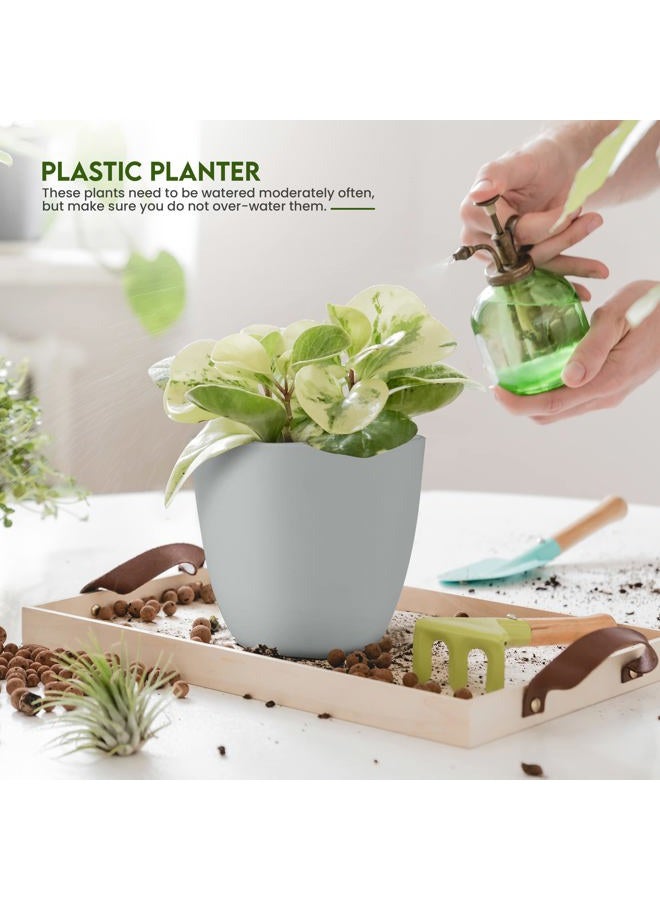 Utopia Home Plant Pots Indoor with Drainage - 7/6.6/6/5.3/4.8 Inches Decorative Flower Pots for Indoor Planter - Pack of 5, Plastic Planters for Indoor Plants, Flowers, Cactus, Succulents Pot, Gray - Image 4