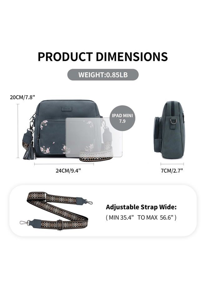 Pomelo Best Crossbody Purses for Women, Soft Leather Medium Cross Body Bags Woman, Shoulder Bag with Adjustable Strap Travel, Graphite Blue, Fashion - Image 4