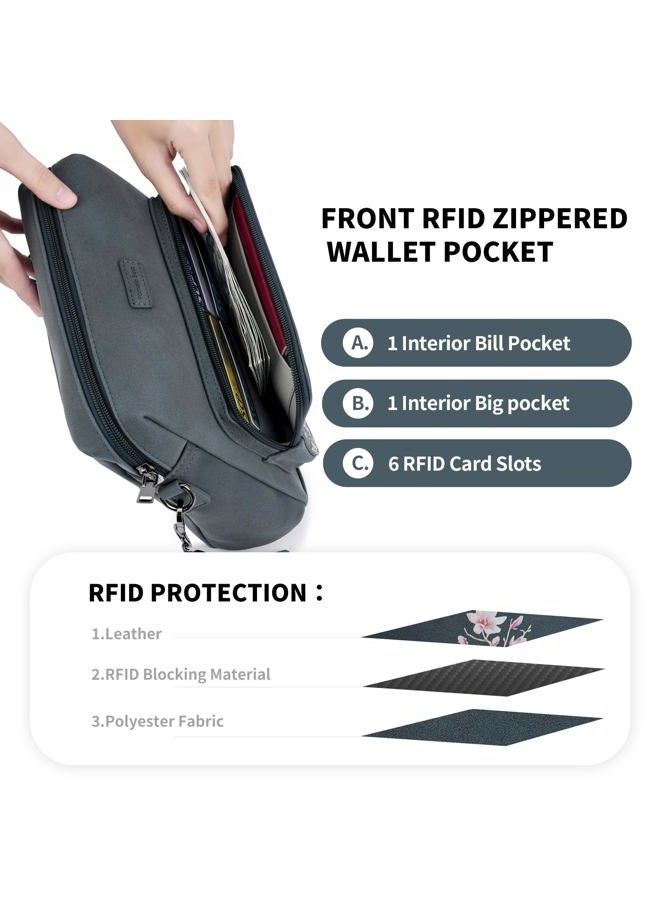 Pomelo Best Crossbody Purses for Women, Soft Leather Medium Cross Body Bags Woman, Shoulder Bag with Adjustable Strap Travel, Graphite Blue, Fashion - Image 5