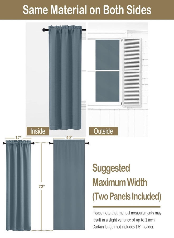 OVZME Stone Blue Blackout Curtains for Bedroom 72 Inch Length 2 Panels Set, Solid Thermal Insulated Energy Saving Window Curtains for Living Room, Dual Rod Pocket Window Drapes, 2x40Wx72L Inches - Image 2