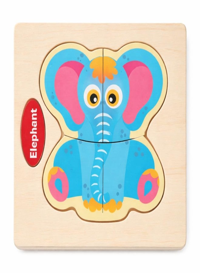 أحجية خشبية من BrainyTots للأطفال | لوحة تعليمية مبكرة بألوان زاهية وسطح أملس للأطفال الصغار | تُحسّن المهارات الحركية وتنمية التنسيق بين اليد والعين (فيل) - Image 1