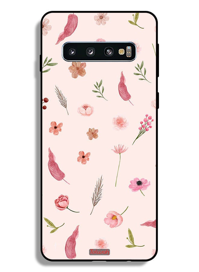 Tolwak Samsung Galaxy S10 Plus Protective Case Cover Leaves And Roses Pattern - Image 2
