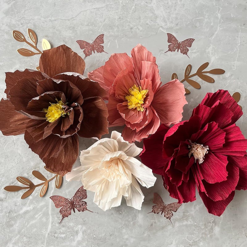 Mausouca Tissue Paper Flowers Decorations for Wall, Handcrafted Large 3D paper Flower for Party Decoration Wedding Decor Birthday Celebration and home Decoration (ROSE GOLD) - Image 3
