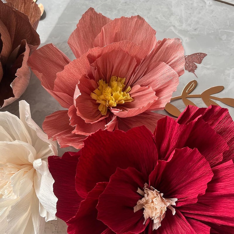 Mausouca Tissue Paper Flowers Decorations for Wall, Handcrafted Large 3D paper Flower for Party Decoration Wedding Decor Birthday Celebration and home Decoration (ROSE GOLD) - Image 4
