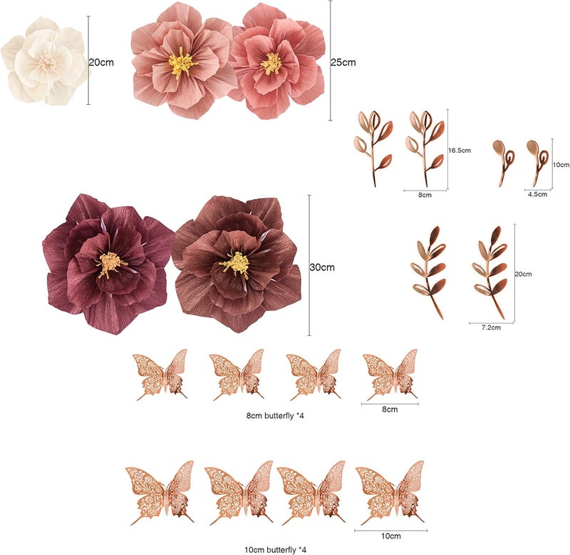 Mausouca Tissue Paper Flowers Decorations for Wall, Handcrafted Large 3D paper Flower for Party Decoration Wedding Decor Birthday Celebration and home Decoration (ROSE GOLD) - Image 2