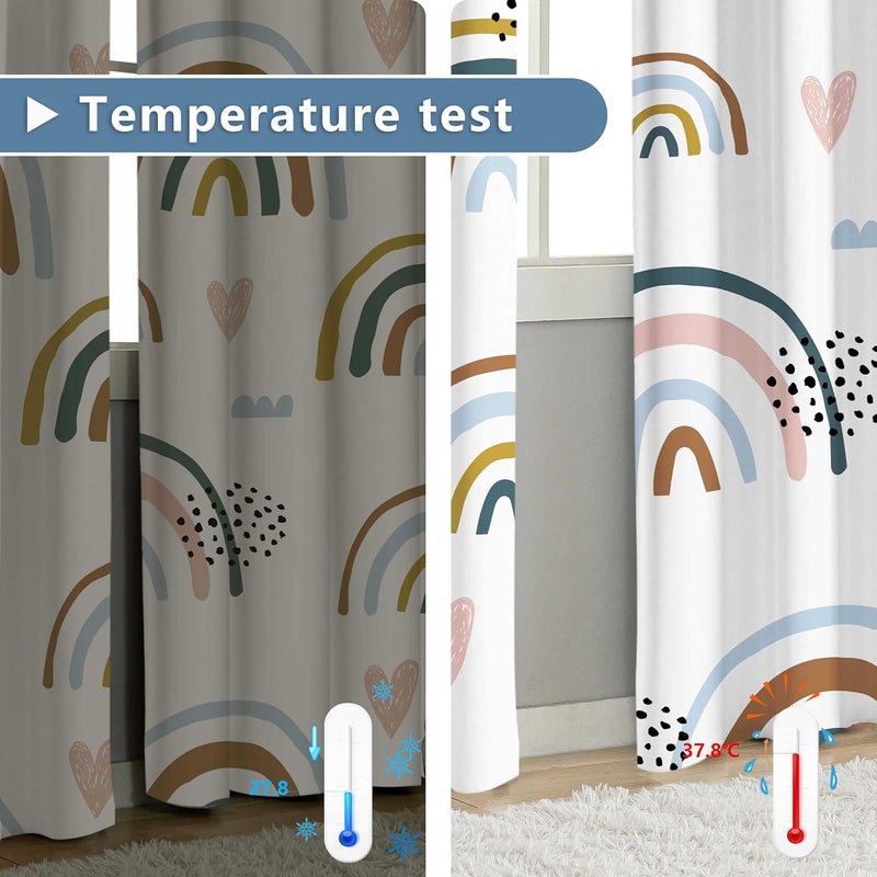 chiinvent Blackout Rainbow Curtains for Kids Cute Rainbow Room Darkening Window Curtains Decorative Cartoon Black Out Curtain for Girls Bedroom Nursery, C2, 52" x 84", 2 Panels (90% Blackout) - Image 4