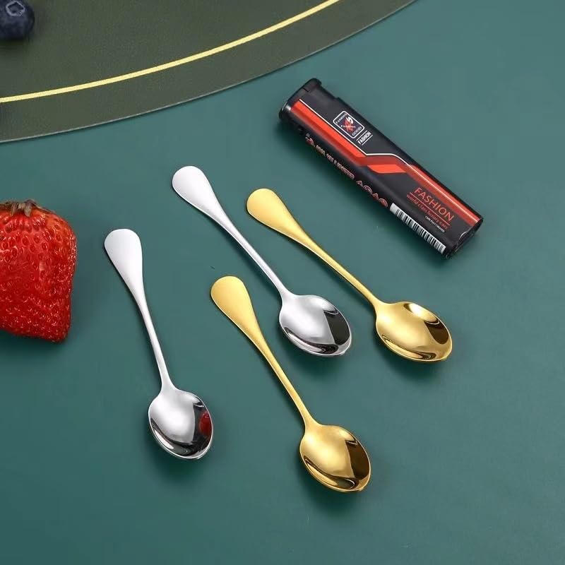Wesdxc56 Demitasse Espresso Spoons, Mini Coffee Spoon, 4 Inches Stainless Steel Small Spoons for Dessert, Set of 6（Silver) - Image 3