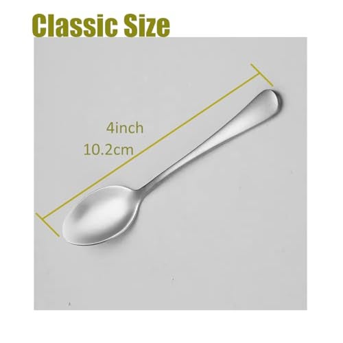 Wesdxc56 Demitasse Espresso Spoons, Mini Coffee Spoon, 4 Inches Stainless Steel Small Spoons for Dessert, Set of 6（Silver) - Image 2