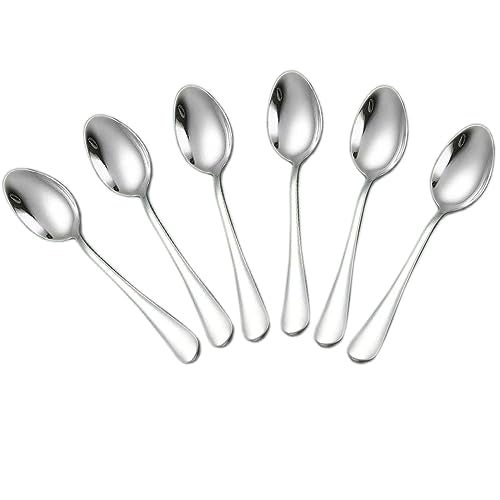 Wesdxc56 Demitasse Espresso Spoons, Mini Coffee Spoon, 4 Inches Stainless Steel Small Spoons for Dessert, Set of 6（Silver) - Image 1