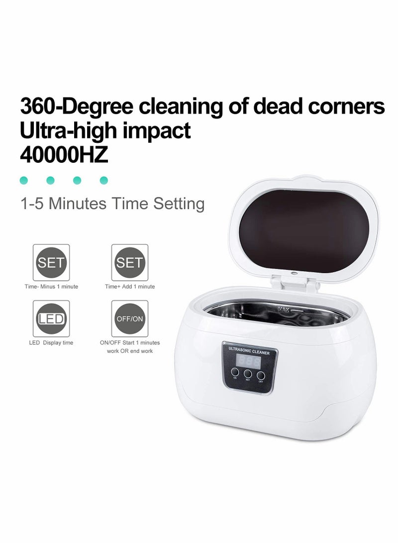 SOLARAE Ultrasonic Jewelry Cleaner Machine with Basket Stand - Portable Sonic Cleaner for Rings, Earrings, Necklaces, Glasses, Watches, Coins, and Dentures. Perfect for Deep Cleaning! - Image 1