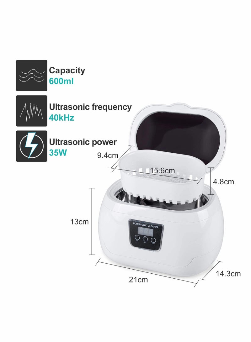 SOLARAE Ultrasonic Jewelry Cleaner Machine with Basket Stand - Portable Sonic Cleaner for Rings, Earrings, Necklaces, Glasses, Watches, Coins, and Dentures. Perfect for Deep Cleaning! - Image 4