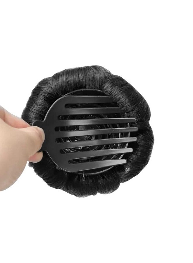 VIVIAN (Pack of 1) Women's Hair Clutchers Juda Bun With Artificial Synthetic Hair Extension for women, Black Color - Image 5
