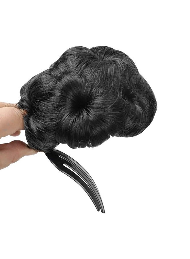 VIVIAN (Pack of 1) Women's Hair Clutchers Juda Bun With Artificial Synthetic Hair Extension for women, Black Color - Image 3