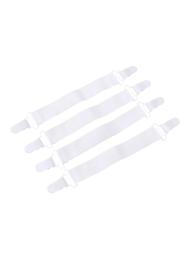 4-Piece Adjustable Bed Sheet Straps White - Image 1