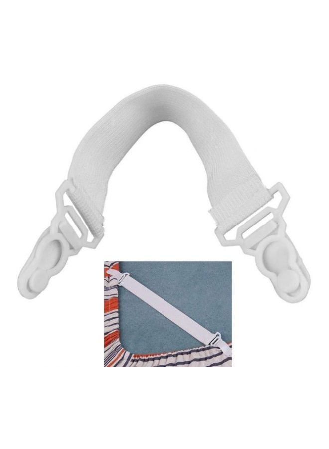 4-Piece Adjustable Bed Sheet Straps White - Image 4
