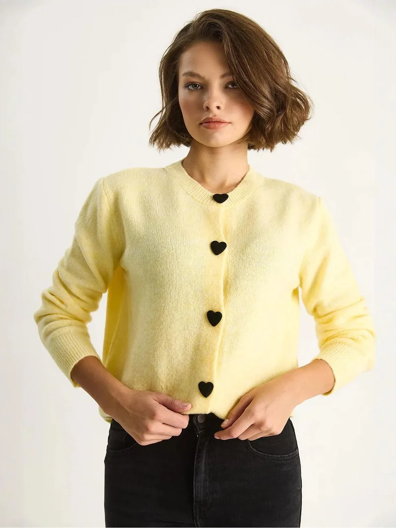 Bianco Lucci LUCCI Heart Buttoned Cardigan