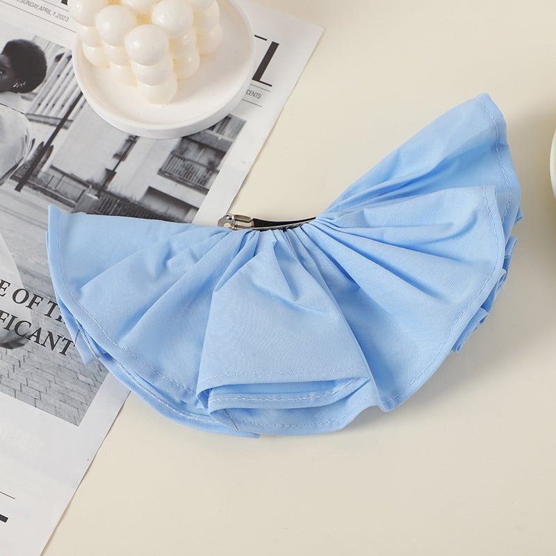 Generic Korean style double-layer skirt plaid hairpin hair ring heavy-duty hand-made design oversized headwear tied ponytail large intestine ring rubber band Blue hairpin
