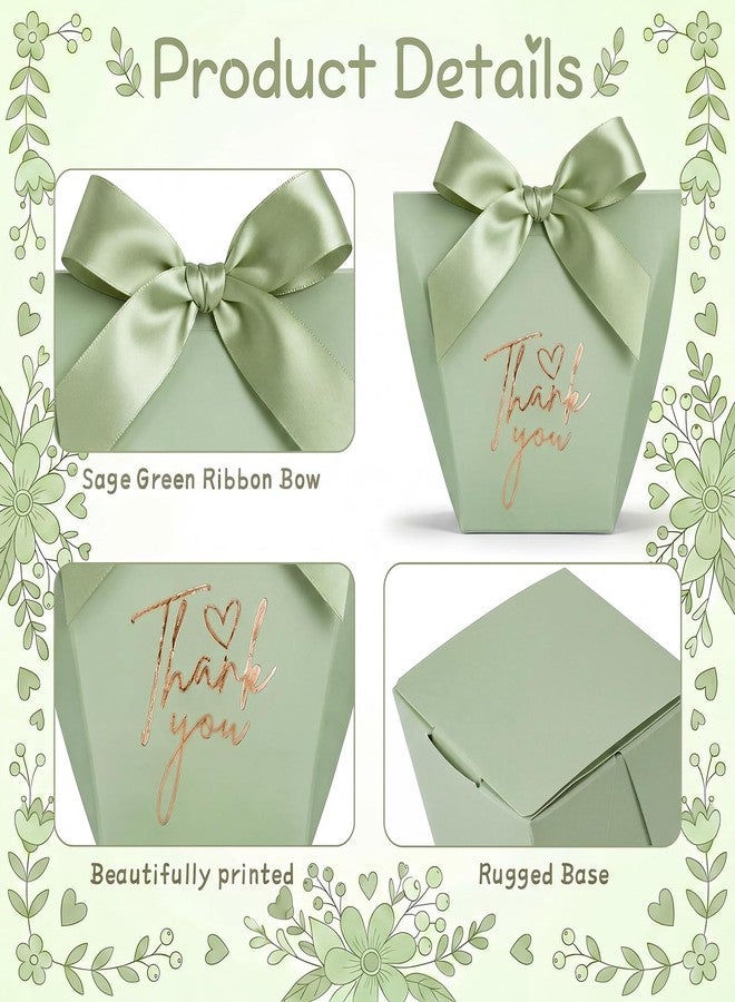 Equsion 50 Pcs Small Bow Paper Gift Bags with Ribbon 2.36 x 2.36 x 3.94 Inches Mini Coquette Bow Thank You Candy Treat Bags for Wedding Birthday Baby Shower Valentines Day Party Supplies(Green - Image 4