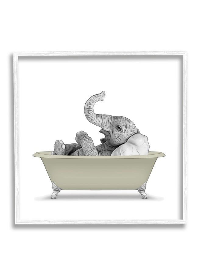 Stupell Industries Monochromatic Elephant Laying Bathtub Bathroom Illustration,Design by Annalisa Latella - Image 1