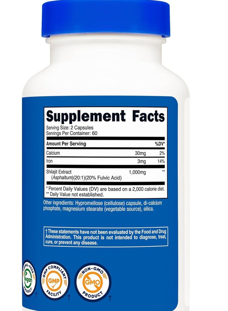 كبسولات شيلاجيت 1000 ملجم لكل حصة 120 كبسولة 60 حصة - Image 3