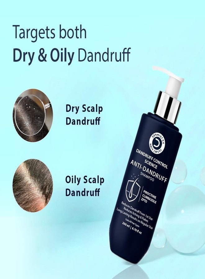 Dermistry Anti-Dandruff Contol Shampoo Climbazole Piroctone ZPTO Reduces Dryness Flakes Itching Irritation Exfoliates Both Dry & Oily Itchy Scalp Suits Dry Frizzy Curly All Hair Types Men Women 200ml - Image 4