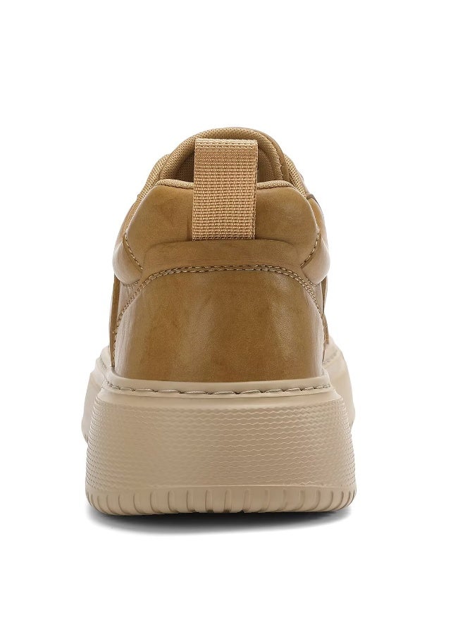 سكاي فيو أحذية سكاي فيو الرجالية العصرية المصنوعة من الألياف الدقيقة، أحذية كاجوال للرجال، أحذية رياضية سميكة غير قابلة للانزلاق، أحذية خفيفة الوزن، أحذية مشي منخفضة، لون أصفر - 01 - Image 4