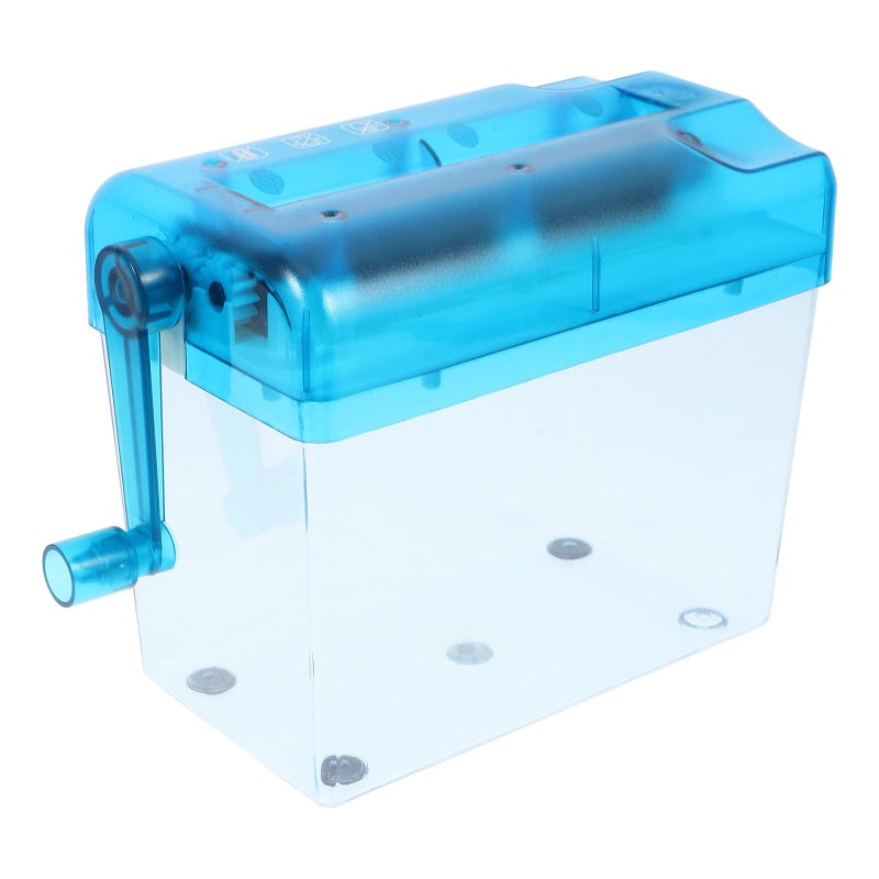 Manual Desktop Paper Shredder Hand Crank Portable Document Cutting Tool For Home Office School Blue - Image 2