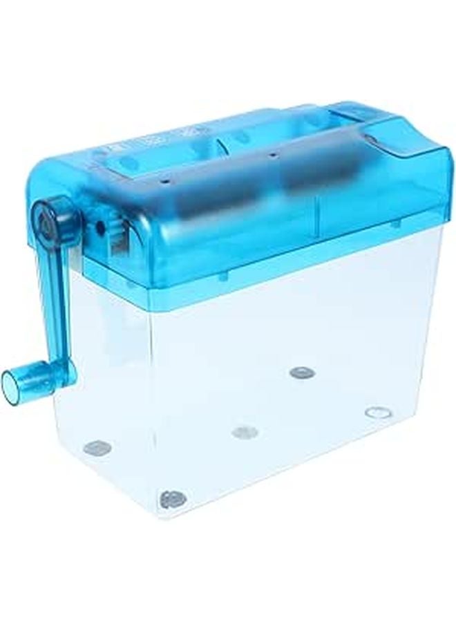 Manual Desktop Paper Shredder Hand Crank Portable Document Cutting Tool For Home Office School Blue - Image 1