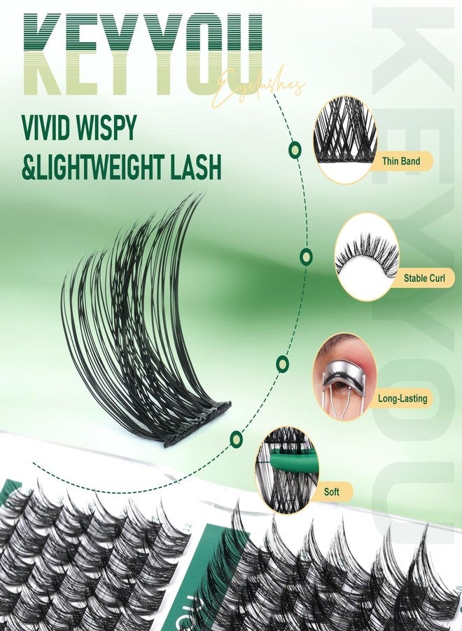 KEYYOU Lash Clusters 96pcs Individual Lashes Y01 D Curl 8-12MIX Cluster Lashes KEYYOU Volume Wispy Lash Extension Soft&Comfortable Easy DIY at Home(Y01,D-8-12MIX) - Image 3