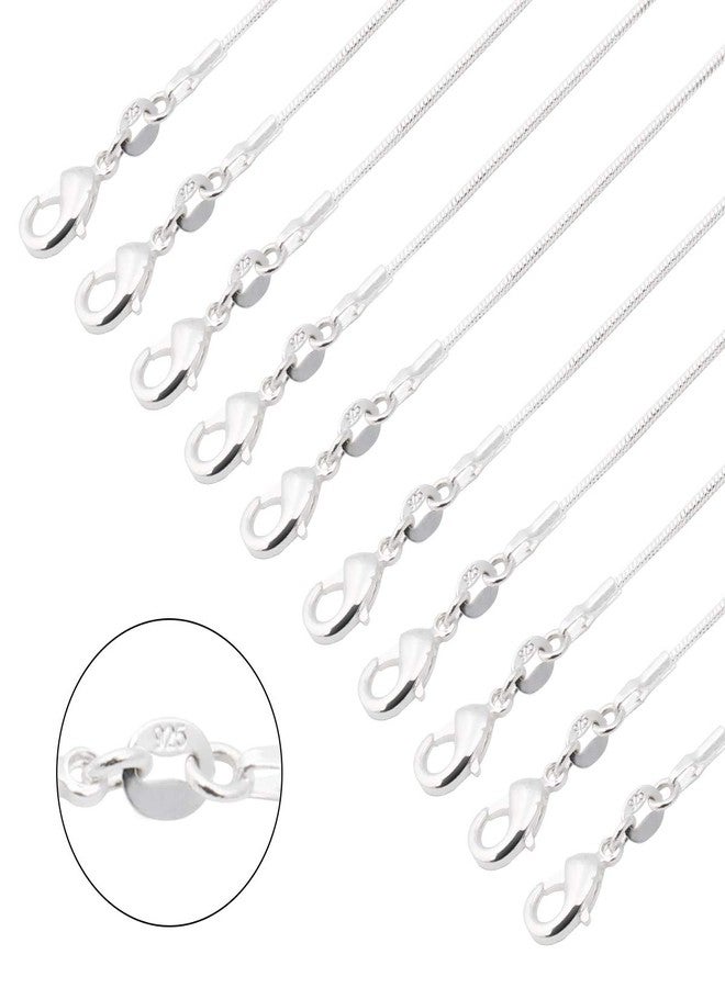 CrazyPiercing 10pcs 18 Inch Silver Plated with 925 Stamp 1.2mm DIY Snake Chain Charms Link Necklace With Lobster Clasps for Jewelry Making (18) - Image 2