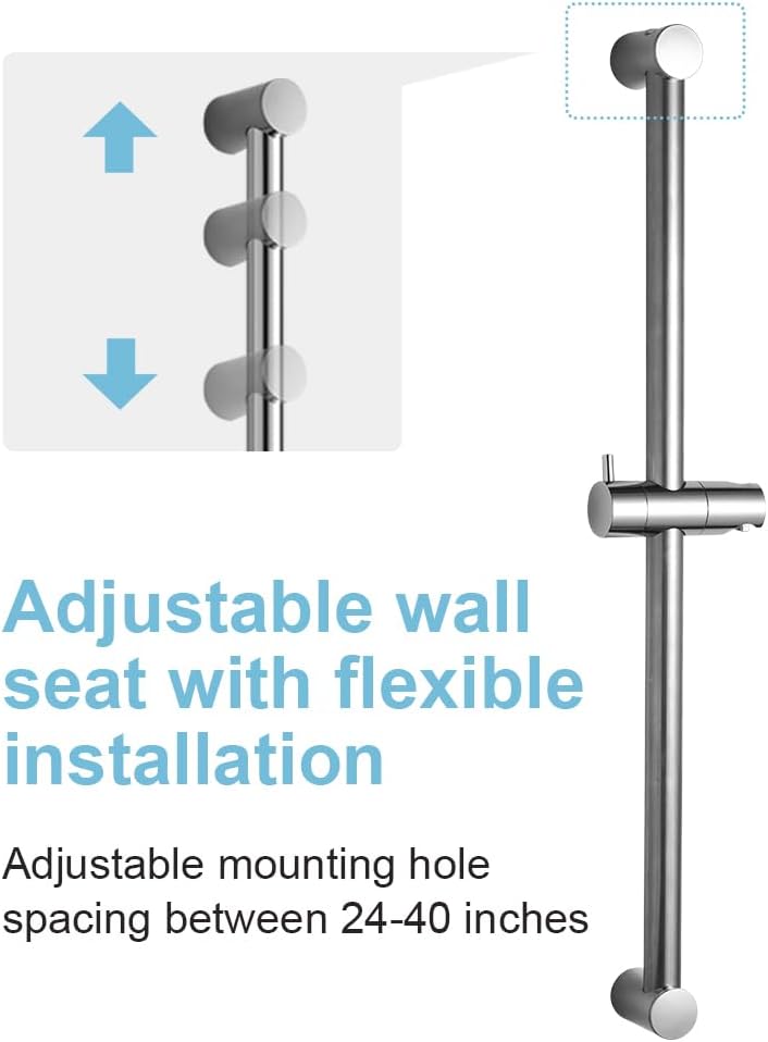 Offo Shower Slide Bar 33 in Segmental Slide Bar Adjustable Installation Distance 20-32 in with 360° Adjustable Handheld Shower Head Holder for Bathroom, Screw Wall Mounted, Chrome Finish - Image 1