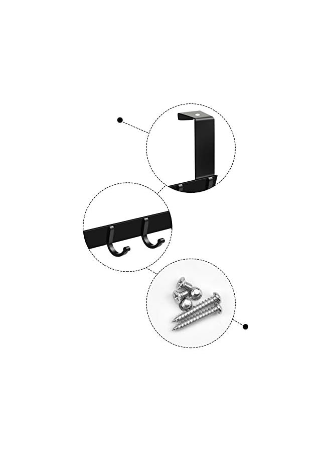 promass Over The Door Hooks Hanger, Heavy Duty Space Saving Door Hanger Hooks, Aluminum Alloy Over Door Hangers with 6 Hooks for Bedroom Bathroom Kitchen Office and Wardrobe Door Black - Image 3