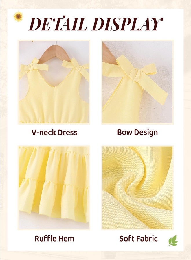 Saeaby Toddler Girl Clothes Summer Dresses Toddler Yellow Dress Kids Party Birthday Sun Dress Sleeveless Tiered Swing Beach Sundress Girls Summer Outfits 3T 4T - Image 5
