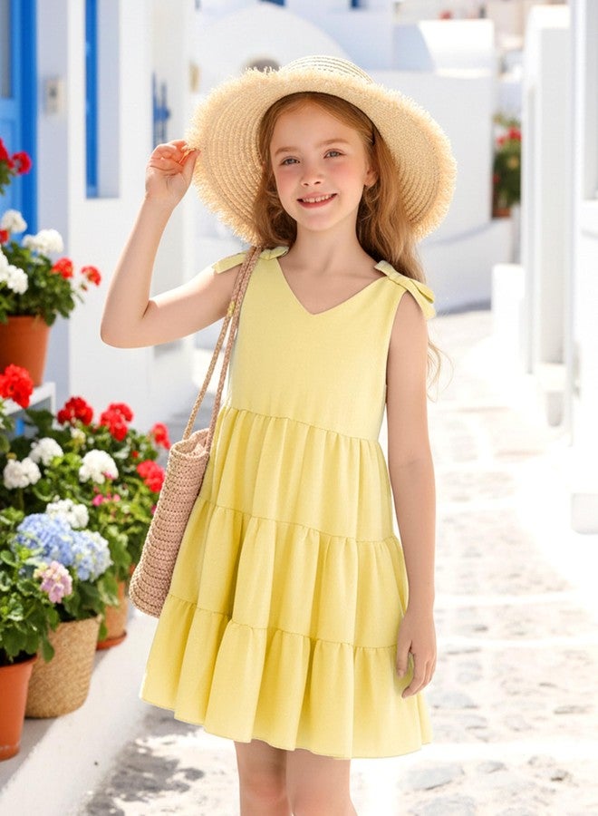 Saeaby Toddler Girl Clothes Summer Dresses Toddler Yellow Dress Kids Party Birthday Sun Dress Sleeveless Tiered Swing Beach Sundress Girls Summer Outfits 3T 4T - Image 2