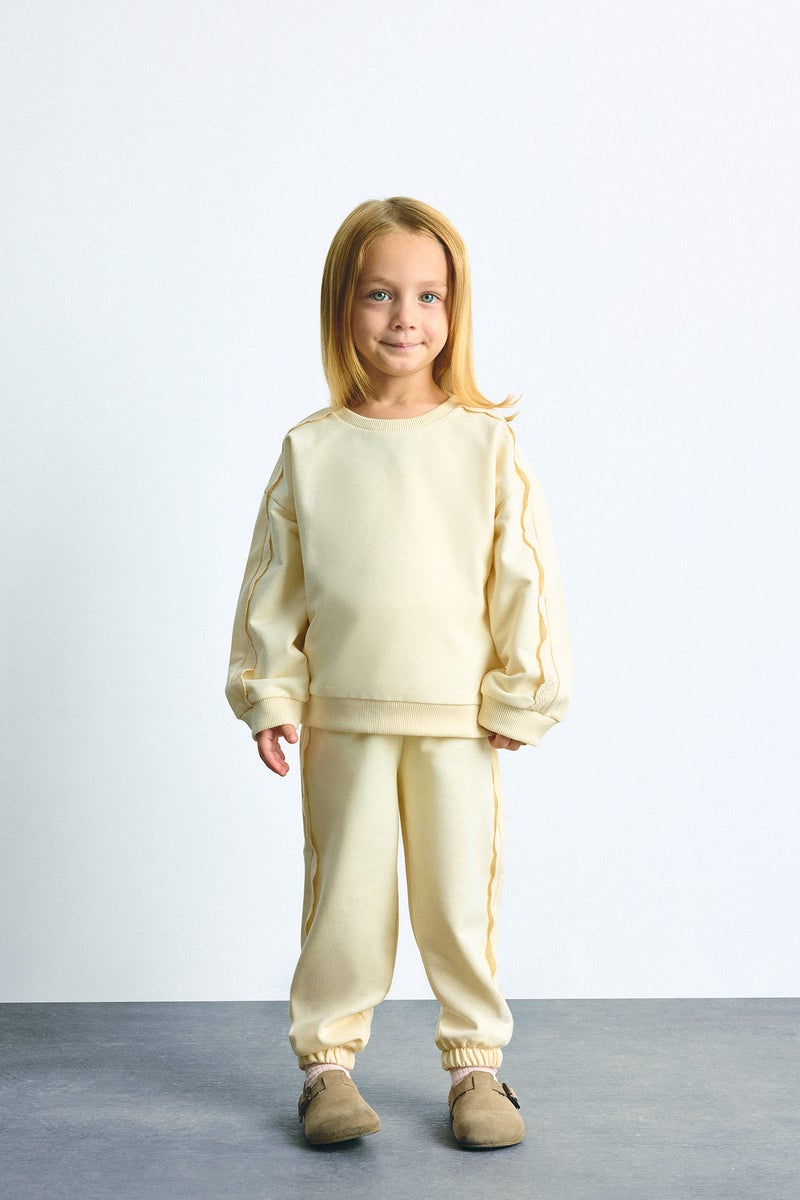 DeFacto Beige BabyGirl Baby Girl Long Sleeve Top and Elastic Waist Bottom Set Casual - Image 1