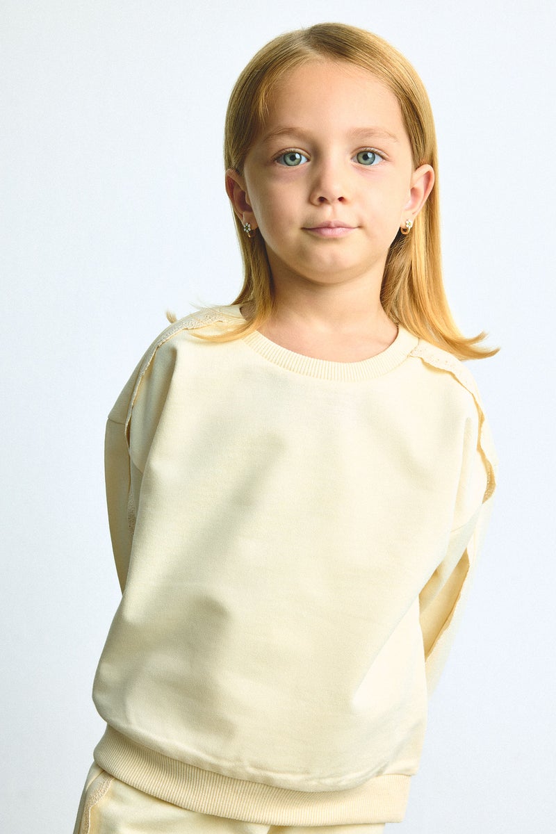 DeFacto Beige BabyGirl Baby Girl Long Sleeve Top and Elastic Waist Bottom Set Casual - Image 4