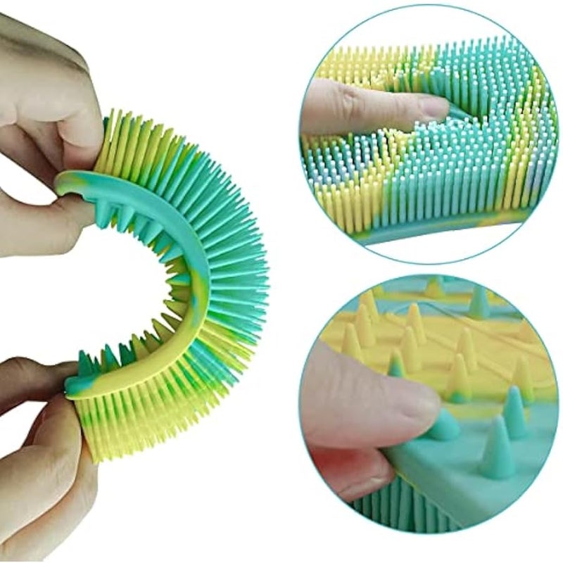 Silicone Body Scrubber Soft Body Brush for Use in Shower Gentle Exfoliating Loofah Silicone Scalp Massager 2 in 1 Bath and Shampoo Brush for Women Men Lathers Well Easy to Clean (Camouflage Green) - Image 3