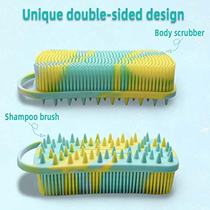 Silicone Body Scrubber Soft Body Brush for Use in Shower Gentle Exfoliating Loofah Silicone Scalp Massager 2 in 1 Bath and Shampoo Brush for Women Men Lathers Well Easy to Clean (Camouflage Green) - Image 4