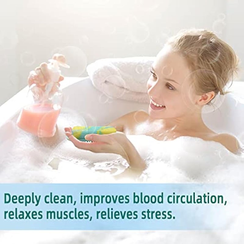Silicone Body Scrubber Soft Body Brush for Use in Shower Gentle Exfoliating Loofah Silicone Scalp Massager 2 in 1 Bath and Shampoo Brush for Women Men Lathers Well Easy to Clean (Camouflage Green) - Image 2