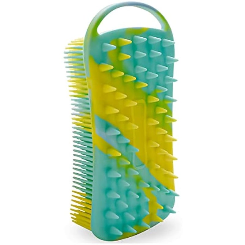 Silicone Body Scrubber Soft Body Brush for Use in Shower Gentle Exfoliating Loofah Silicone Scalp Massager 2 in 1 Bath and Shampoo Brush for Women Men Lathers Well Easy to Clean (Camouflage Green) - Image 1