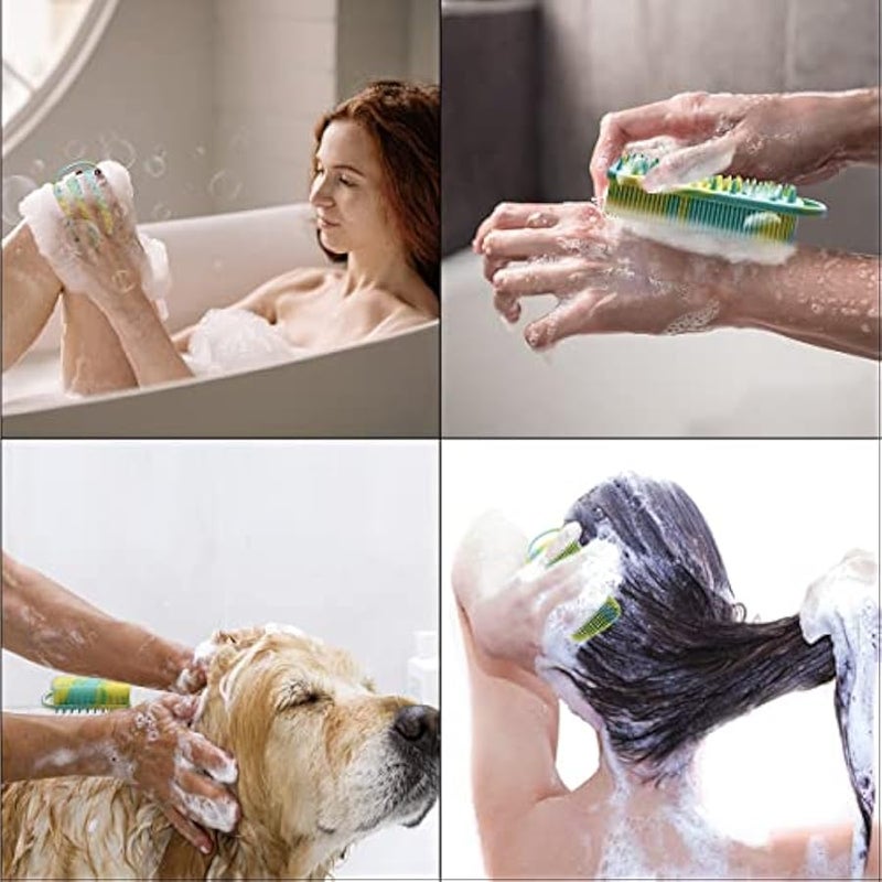 Silicone Body Scrubber Soft Body Brush for Use in Shower Gentle Exfoliating Loofah Silicone Scalp Massager 2 in 1 Bath and Shampoo Brush for Women Men Lathers Well Easy to Clean (Camouflage Green) - Image 5