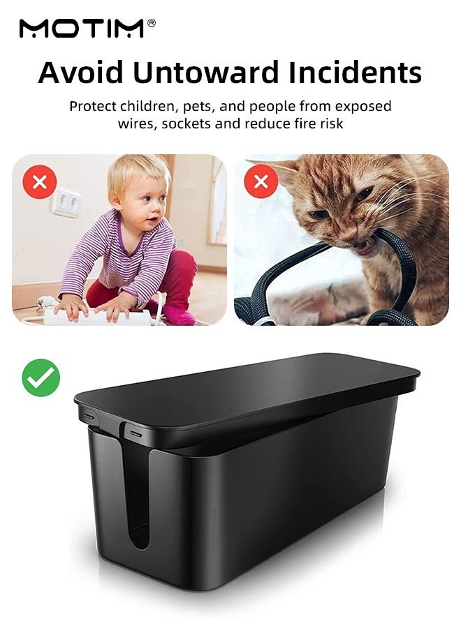 Motim 2 Peices Cable Management Boxes, Large Desk Cable Organizer, Cord Organizer Power Strip Hiding Box for Power Strips, Surge Protectors, Chargers, Adapters, Saving Space, XL And L - Image 5